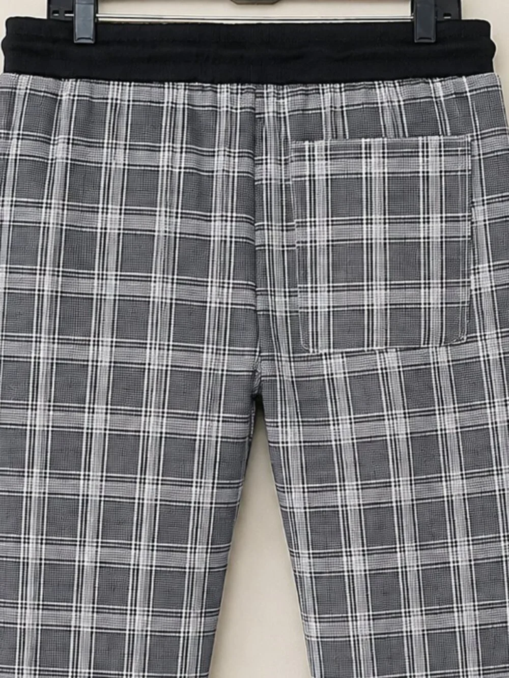 G-Net Men's Black Plaid Printed Fleece Streetwear Jogger Pants SZ M